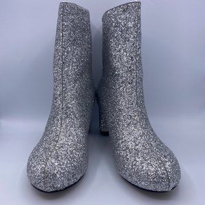 Women Round Toe Chunky High Heels Glitter Ankle